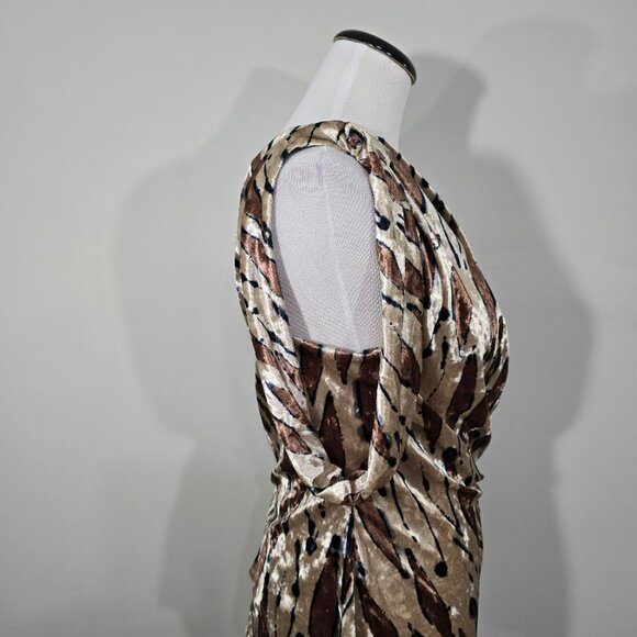 Nwt Eva Franco Glamorous One Shoulder Top Abstract Crushed Velvet Blouse Size 4 - Picture 5 of 15